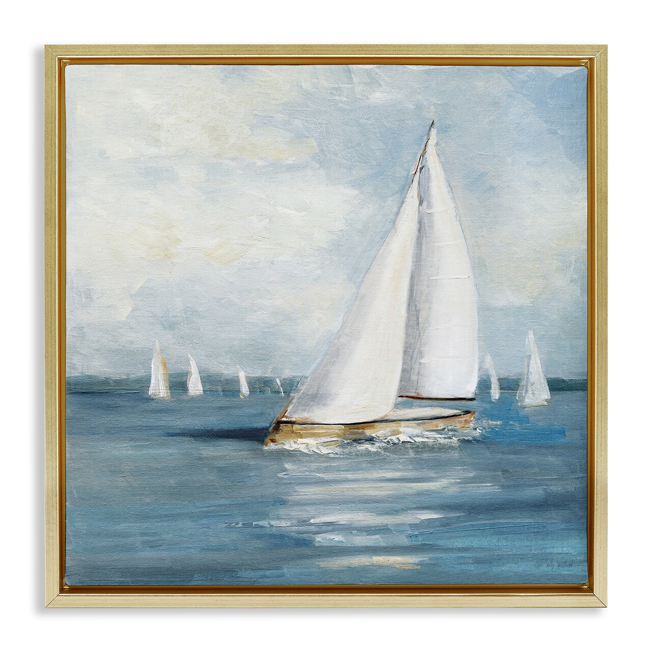 Stupell Industries Swaying Sailboat Vessel Floating Frame By Sally Swatland